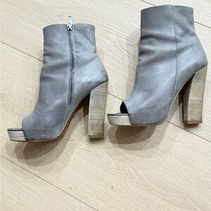 All Saints Taupe Heeled Peep-Toe Boots